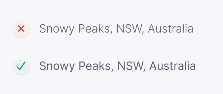 Location text in light font weight vs regular font weight.
