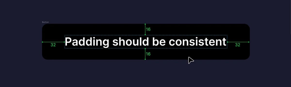 Example of a button with consistent padding in the x and y directions.