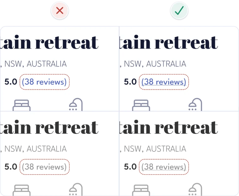 Comparison of link text with and without an underline when colour is removed.