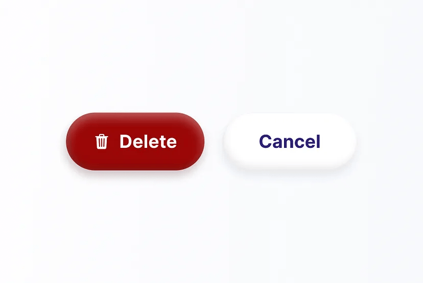 A red ‘delete’ button next to a white ‘cancel’ button.