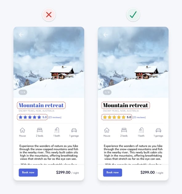 Removing colour from non interactive elements in the example design.