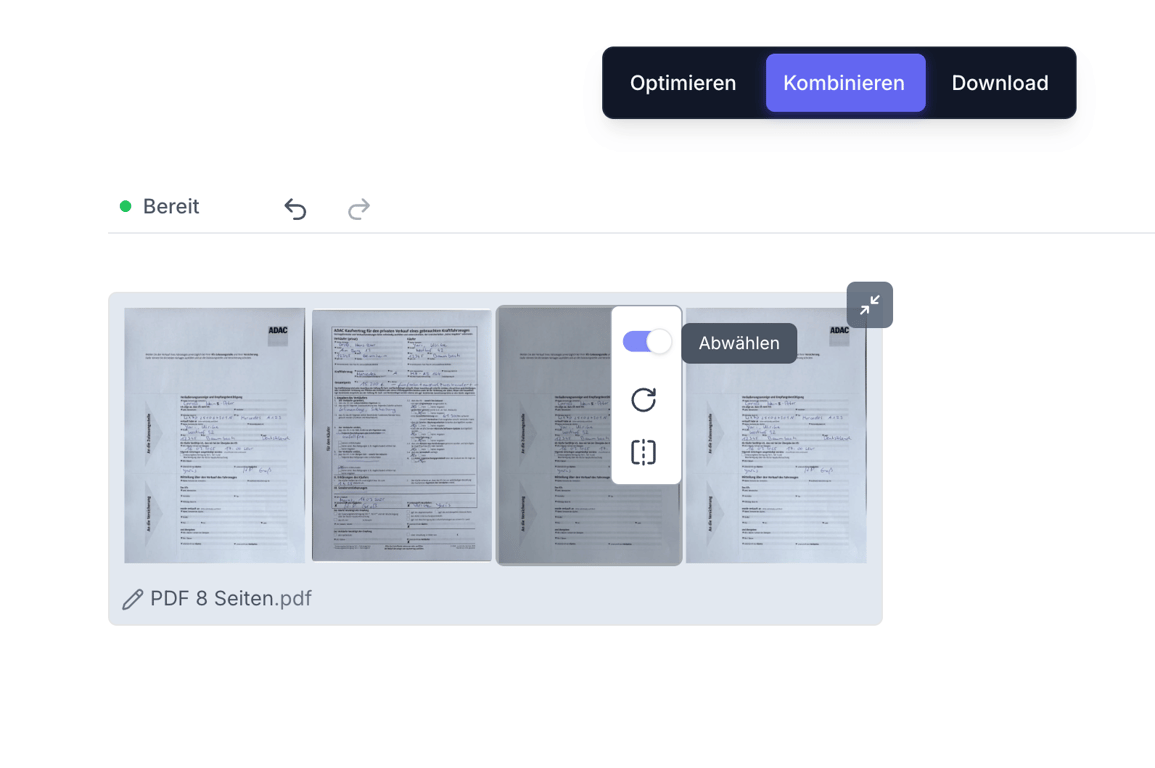 Disabling individual pages now also under Combine