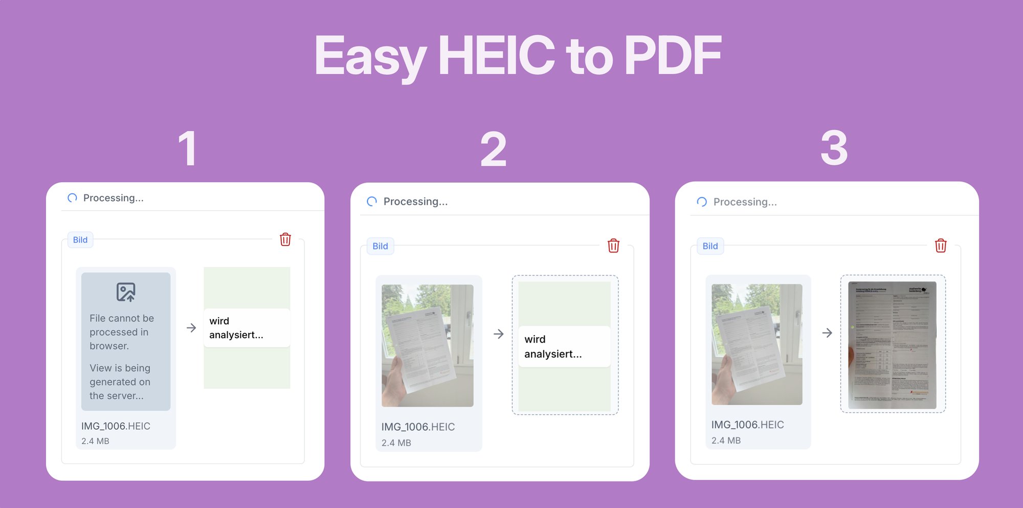 Easy transform HEIC to JPG and PDF