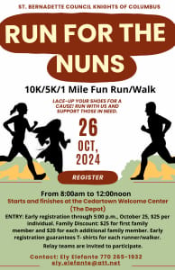 Saint Bernadette Knights of Columbus Sixth Annual Run for the Nuns logo