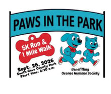 OHS Paws in the Park 5k run & 1 mile walk logo