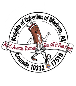 8th Annual KofC Tootsie Roll 5K & Fun Run Logo