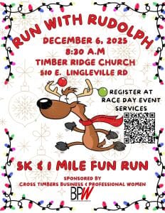 CROSS TIMBERS BUSINESS & PROFESSIONAL WOMEN’S RUN WITH RUDOLPH 5K & 1 MILE FUN RUN Logo