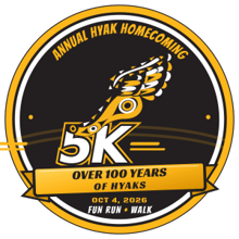 Hyak Homecoming 5K fun Run/Walk, 100 Years of Hyaks logo