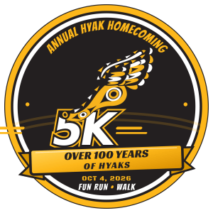 Hyak Homecoming 5K fun Run/Walk, 100 Years of Hyaks Logo