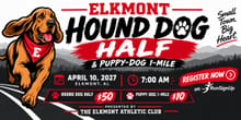 The Elkmont Hound Dog Half logo