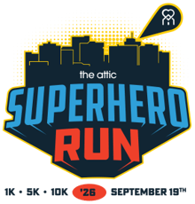 The Attic SuperHero Run logo