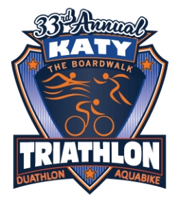 33rd Annual Rotary Club of Katy Triathlon at the Katy Boardwalk Logo