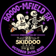 Boooo-mfield 5k presented by 23 Skidoo Cafe logo