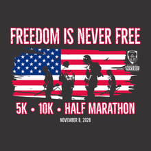 Freedom is Never Free 5k, 10k, & Half logo