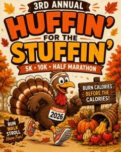 Huffin for the Stuffin- Turkey Trot  5K, 10K, & Half Marathon Logo