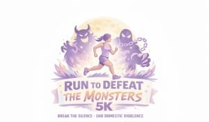 Run to Defeat the Monsters- DV Awareness Logo