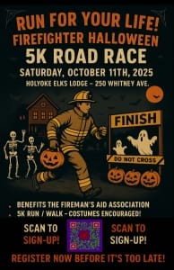 Halloween Holyoke Firefighters 5K Logo