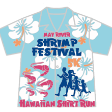 2026 May River Shrimp Hawaiian Shirt 5K logo