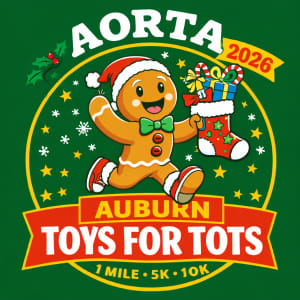 2026 Auburn Toys for Tots 1-Mile/5K/10K Logo