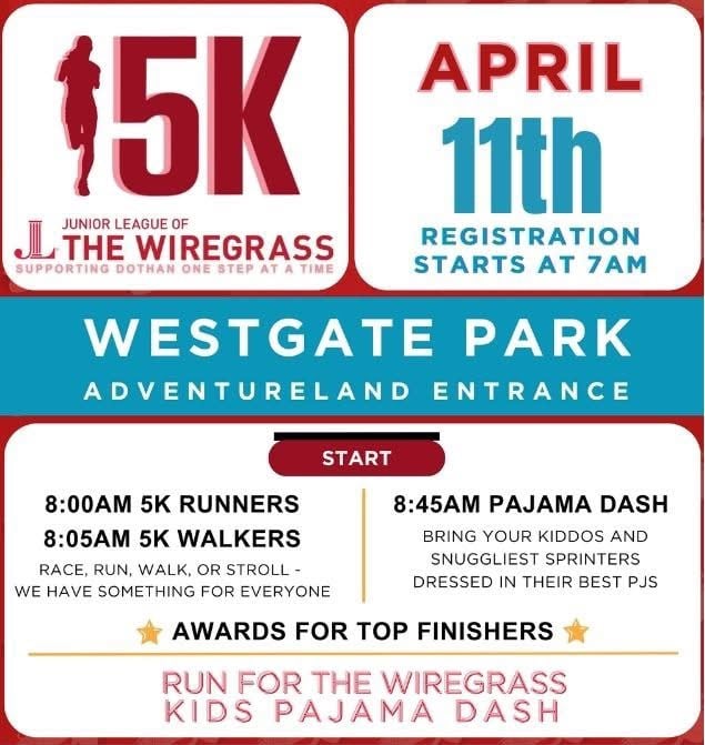 2026 JLW Run for the Wiregrass 5K and Kids Pajama Dash logo