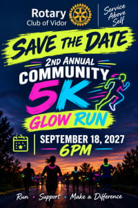 Rotary Club of Vidor: 2nd Annual Community  5K GLOW RUN/WALK Logo