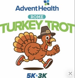 AdventHealth Rome Turkey Trot 5K and 3K Feel Whole Stroll Logo