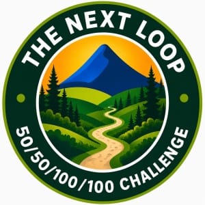 The Next Loop 50K, 50M, 100K, 100M Challenge Logo