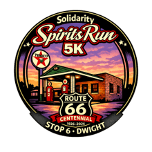Solidarity Sidekick down Route 66 - Stop 6- Dwight 6.6K logo