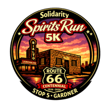 Solidarity Sidekick down Route 66 - Stop 5- Gardner 6.6K logo