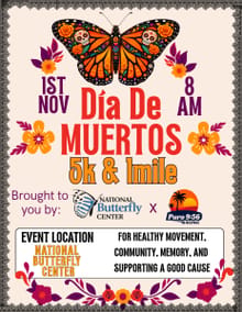 Día de los Muertos 5K — National Butterfly Center × Puro 9:56 Racing logo