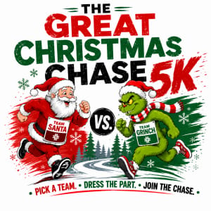LCMH * The Great Christmas Chase 5K | Team Santa vs. Team Grinch Logo