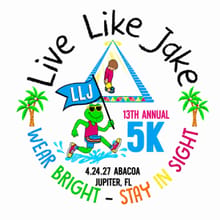 13th Annual Live Like Jake 5k - Wear Bright Stay In Sight! logo