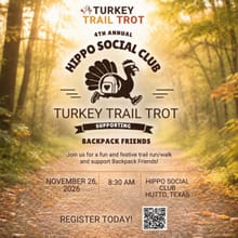 4th Annual Hutto Turkey "Trail" Trot supporting Backpack Friends logo