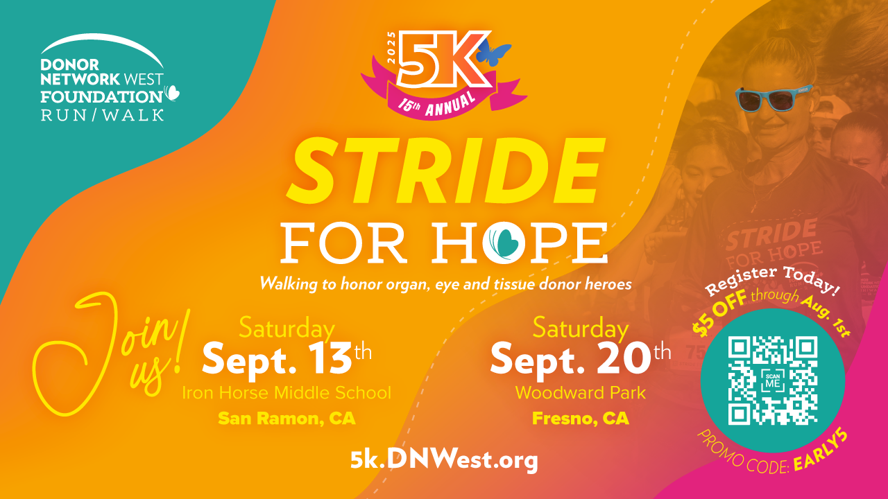 Stride for Hope Run/Walk - Donor Network West Foundation - San Ramon logo
