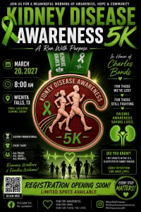 Kidney Disease Awareness 5K & 1 Mile Fun Run/Walk Wichita Falls, Texas Logo
