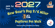 2027 New Years 3/6 Mile Run & Pup Strut logo