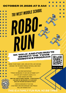 Tri West Middle School 5K Robo Run and Walk logo