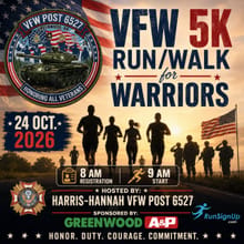 5K VFW 6527 RUN/WALK FOR WARRIORS logo