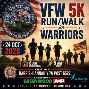 5K VFW 6527 RUN/WALK FOR WARRIORS Logo