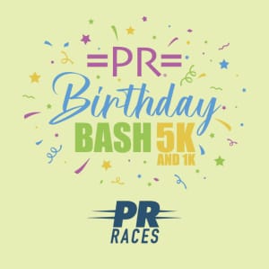 =PR= Races: Birthday Bash 5K Logo