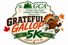 The Grove City Area Federal Credit Union Grateful Gallop 5K logo