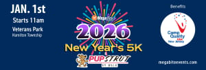 2027 New Years 3/6 Mile Run & Pup Strut Logo