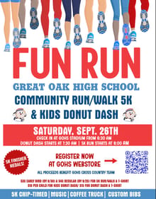 Great Oak High School 5k Community Fun Run/Walk & Kids Donut Dash logo