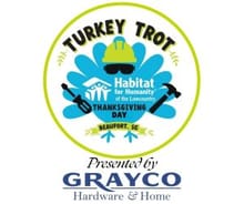 Habitat for Humanity of the Lowcountry's TURKEY TROT 5K Presented by Grayco Hardware & Home logo
