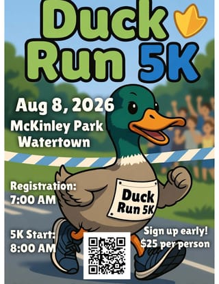 Watertown Christian School Duck Run 5k  Logo