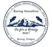 Boring Marathon, Half-Boring Half Marathon, Constantly Boring 10K, and Somewhat Boring 5K Race Series logo