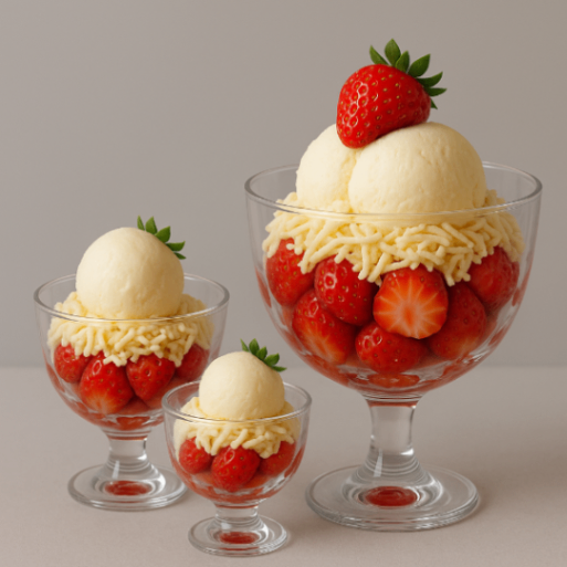 Fresas Pequeñas con Queso y Helado