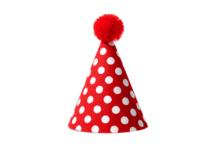 Red polka dot party hat523