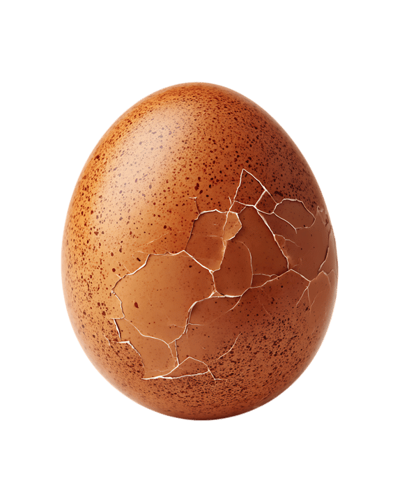 Cracked brown egg shell close-up