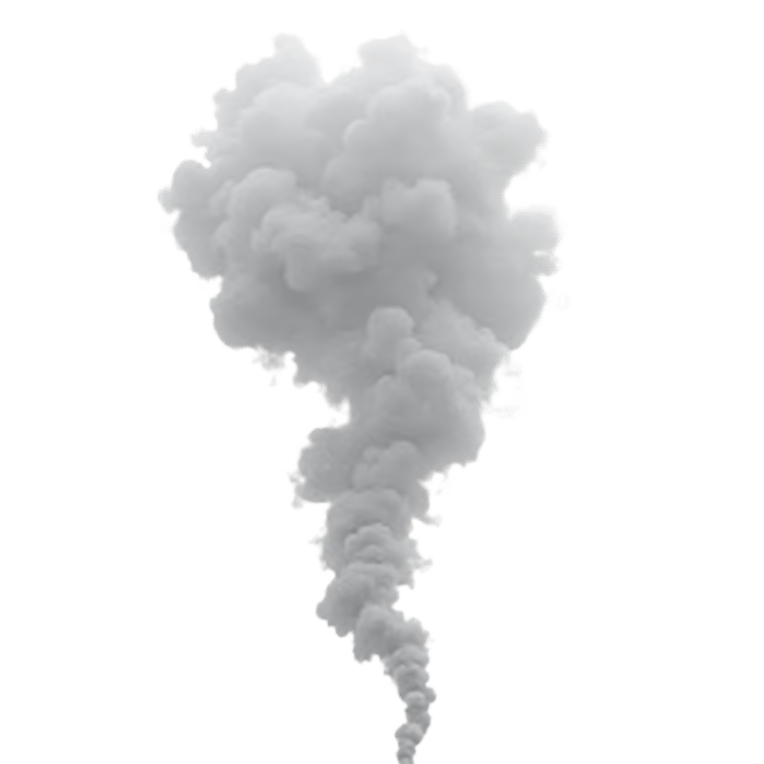 Billowing cloud of smoke on transparent background